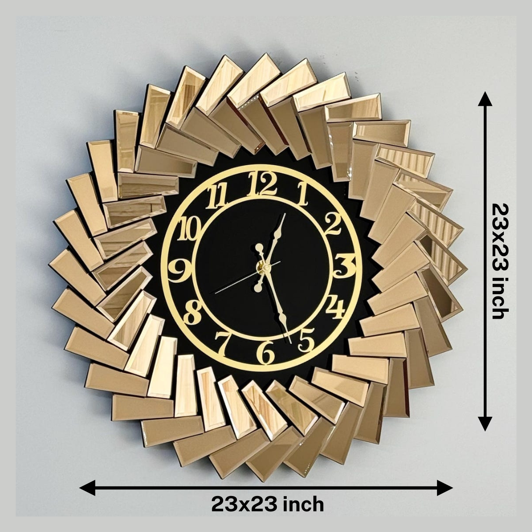 Up down Design Bronze Mirror Wall Clock thumbnail